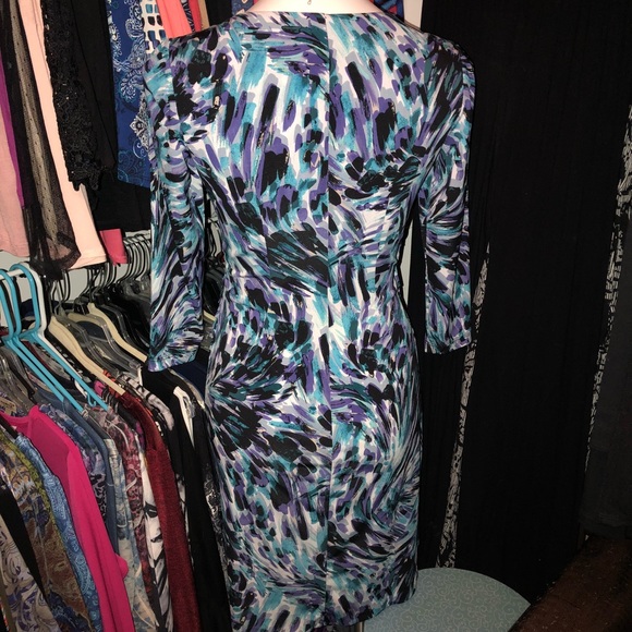 NEW London Times purple & turquoise Sexy low cut dress - Picture 10 of 12